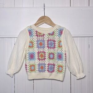 ZARA EUC Pastel Crocheted Long Sleeve Spring Blouse